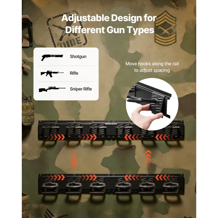 VEVOR Indoor Gun Rack – G-Shaped Hooks, 8 Slots