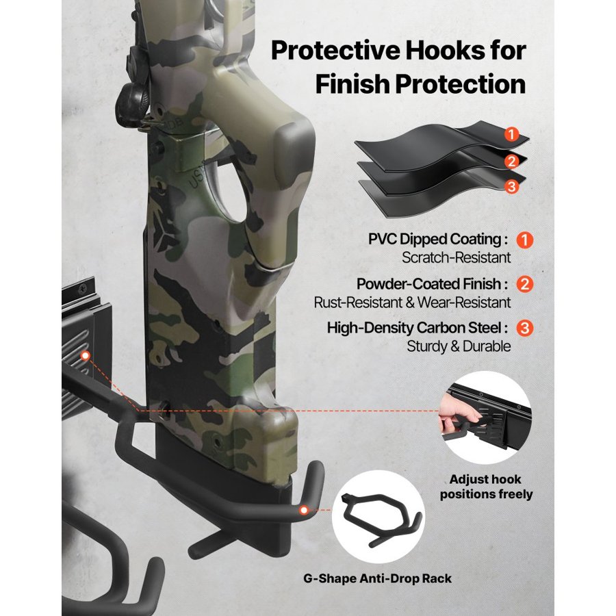 VEVOR Indoor Gun Rack – G-Shaped Hooks, 8 Slots