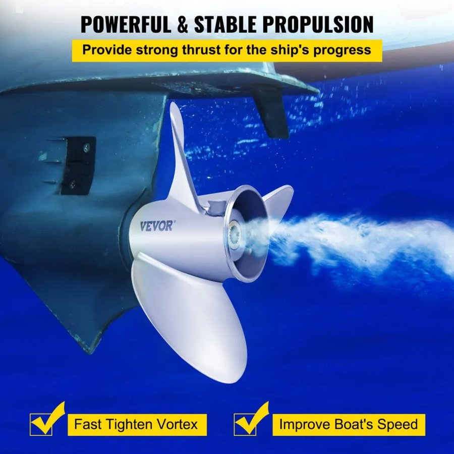 VEVOR Outboard Propeller, Replace for OEM 3860709, 3-Blade 14.5\" x 21\" Pitch Steel Boat Propeller, Compatible with Volvo Penta SX Drive All Models, with 19 Tooth Splines, RH