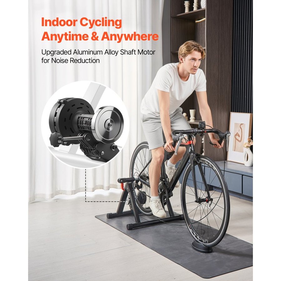 VEVOR Bike Trainer, 6 Level Resistance, 660.4-736.6 mm & 700C Wheels, Foldable Magnetic Bicycle Stationary Stand for Indoor Exercise Riding with Quick Release Skewer & Front Wheel Riser Block, Black