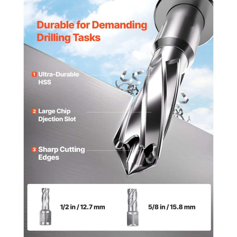 VEVOR Electric Magnetic Drill – 1200W, 2810 lbf, 2 Bits