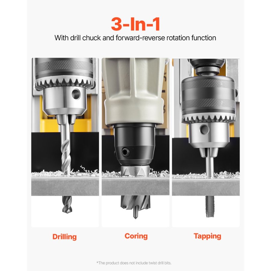 VEVOR Electric Mag Drill – 1450W, 2878 lbf, 2 in Bore, 6 Bit
