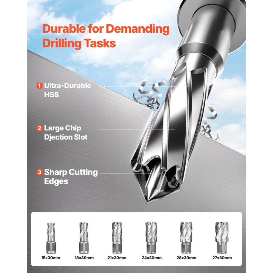 VEVOR Electric Mag Drill – 1450W, 2878 lbf, 2 in Bore, 6 Bit