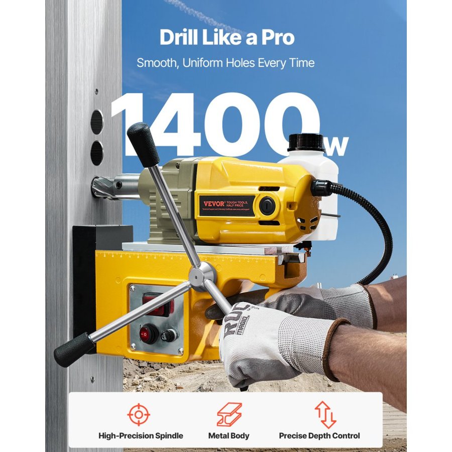 VEVOR Magnetic Based Drill – 1400W, 1.6 in, 2810 lbf