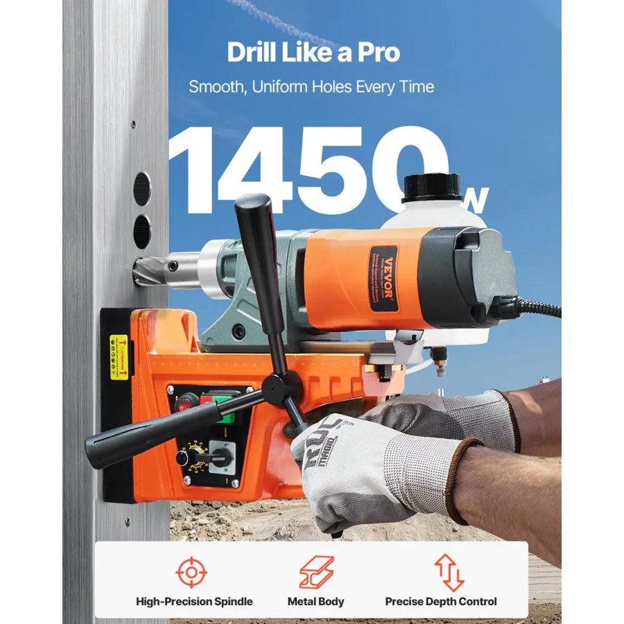 VEVOR Electromagnetic Drill Press – 1450W, 8.7 in Stroke