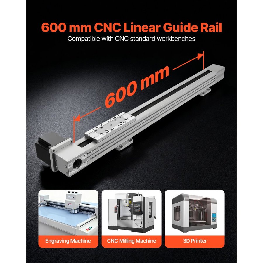 VEVOR Belt Drive Linear Guide Rail – NEMA34, 600mm Stroke