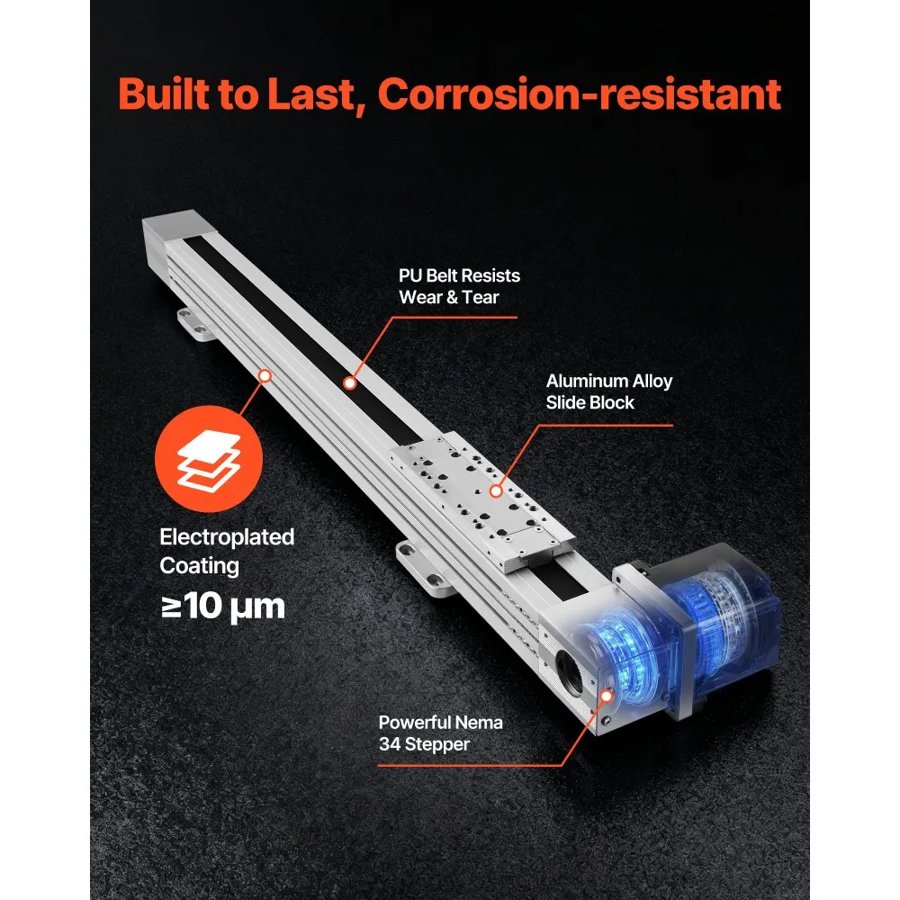 VEVOR Belt Drive Linear Guide Rail – NEMA34, 600mm Stroke