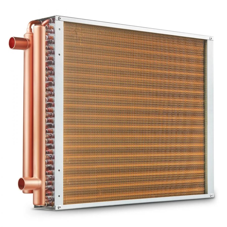 VEVOR 18"x 20"/45.7 x 50.8 cm Heat Exchanger Water to Air 3-Row 3/8"/ 1 cm Copper Ports 242 Fins