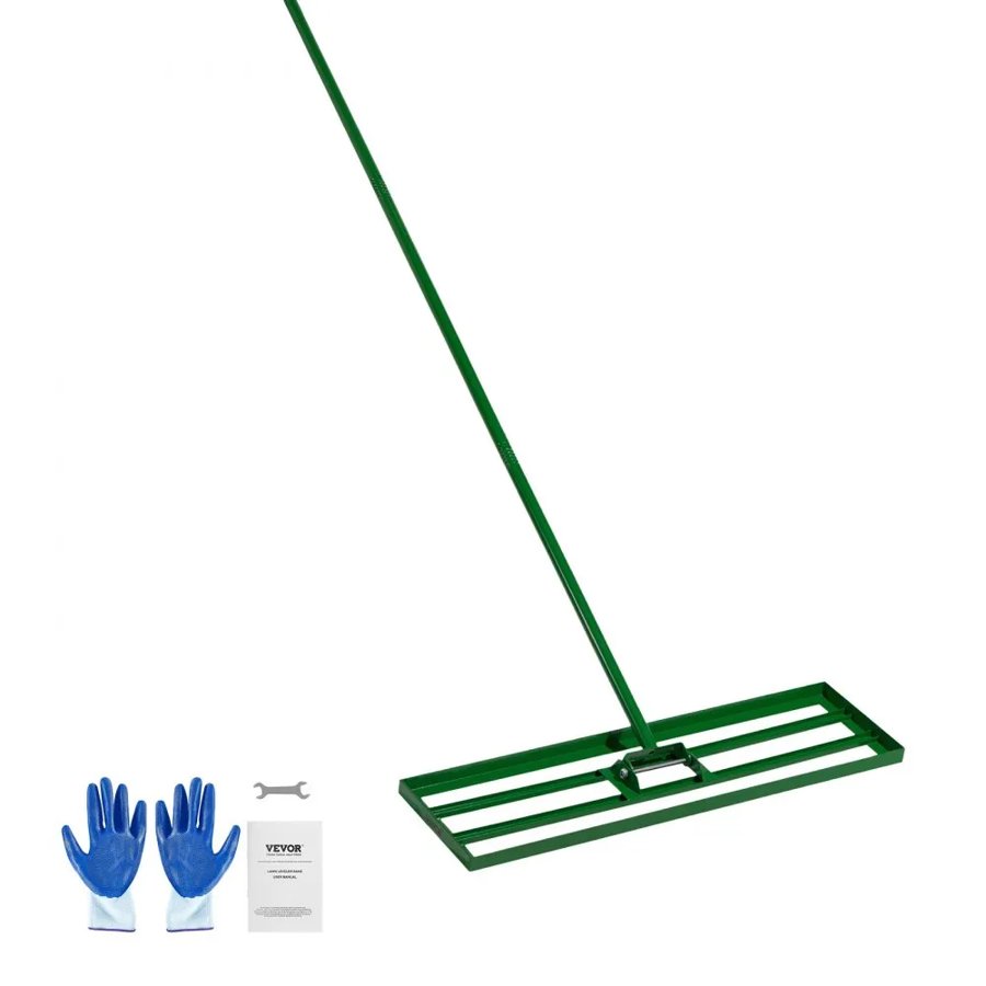 VEVOR Lawn Leveling Rake, 36"x10" Level Lawn Tool, Heavy-duty Lawn Leveler with 78" Steel Extended Handle, Yard Leveling Rake Suit for Garden, Golf Lawn, Farm