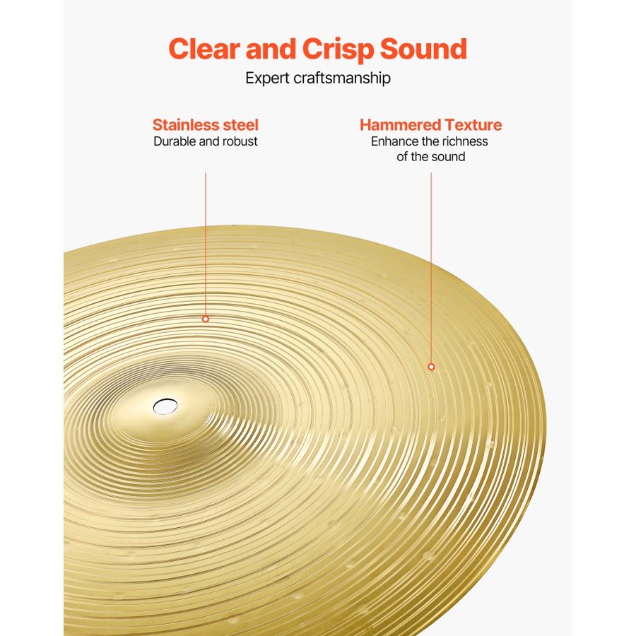 VEVOR Cymbal Pack 4 Pieces Cymbals Drum Set 14 16 18 20 Inches (355/400/455/505 mm) Cymbals for Drum