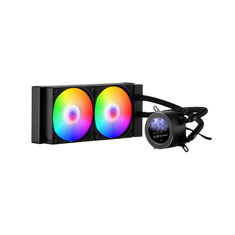 VEVOR CPU Liquid Cooler, AIO CPU Water Cooler - 120mm PWN Fans & Pump, Customizable Black PC Liquid Cooler with 2.1" LCD Display & ARGB light, for Intel 115X/1366/2011/1700/1200, AMD AM4/AM5