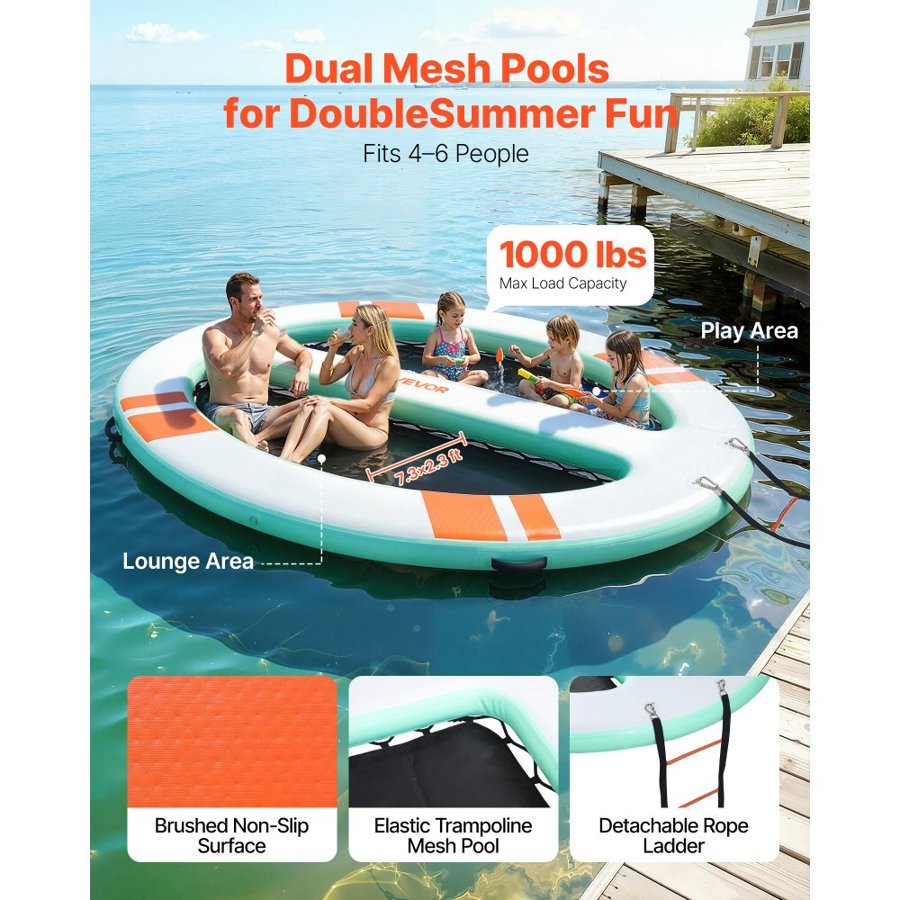 VEVOR Inflatable Floating Dock Platform – 10×8 FT, Non-Slip