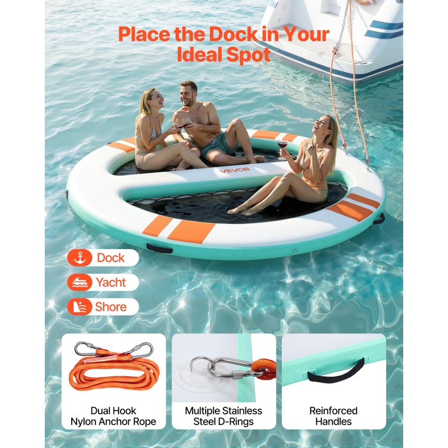 VEVOR Inflatable Floating Dock Platform – 10×8 FT, Non-Slip