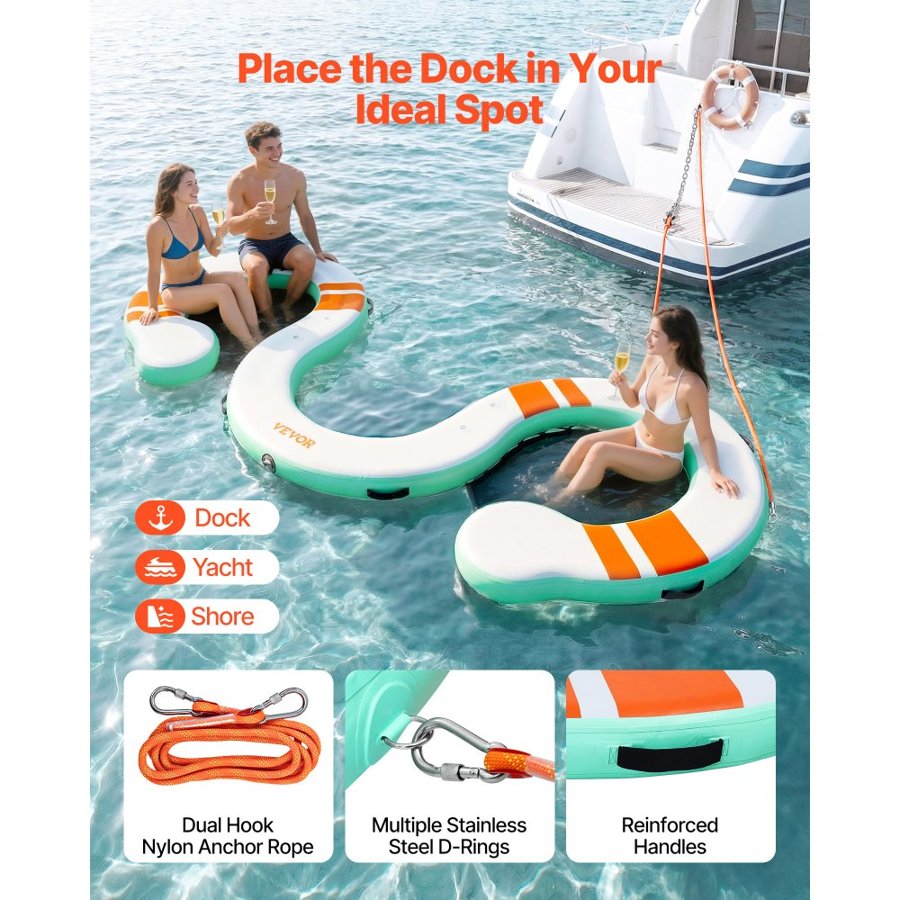 VEVOR Inflatable Floating Dock Platform – 4.57 x 1.83 m Dock