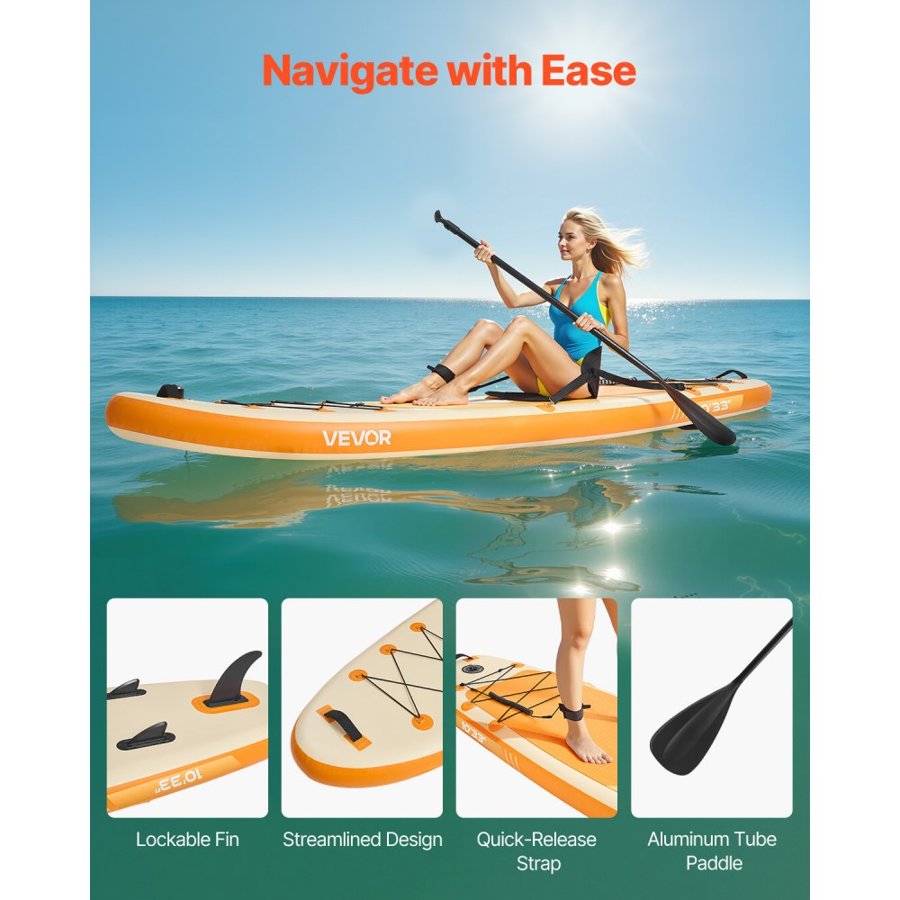 VEVOR Inflatable Paddle Board with Seat – 3.05m×84cm, SUP