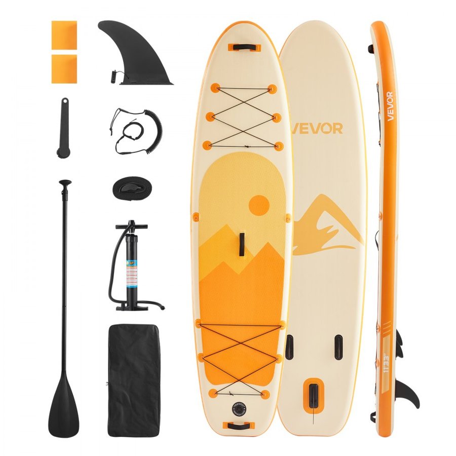 VEVOR Inflatable Stand Up Paddle Board, 3.35m x 84cm x 15cm Wide Ultra-Light SUP Paddleboard, All Accessories Included, Pump, Paddle, Fin, Backpack, Ankle Leash, Strap, Non-slip Deck for Youth Adults