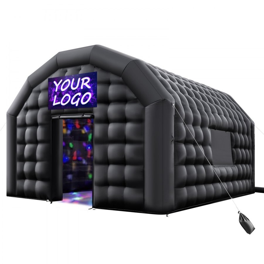 VEVOR Inflatable Nightclub, 5.4 x 5 x 4.2 m Inflatable Party Tent with 680W Blower & Sandbag, Ventilated Blow up Night Club with 2 Windows, Air Cube House for Event Birthday Wedding Party