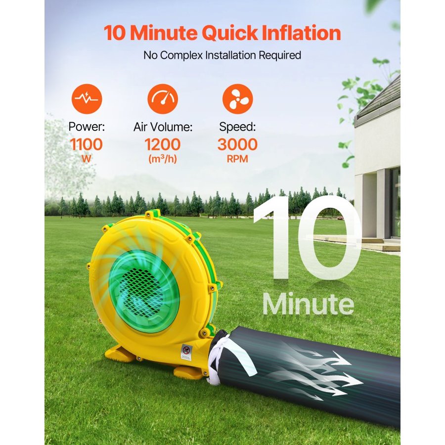VEVOR Inflatable Nightclub, 9 x 6 x 4 m Inflatable Party Tent with 1100W Blower & Sandbag, Ventilated Blow up Night Club with 2 Windows, Air Cube House for Event Birthday Wedding Party