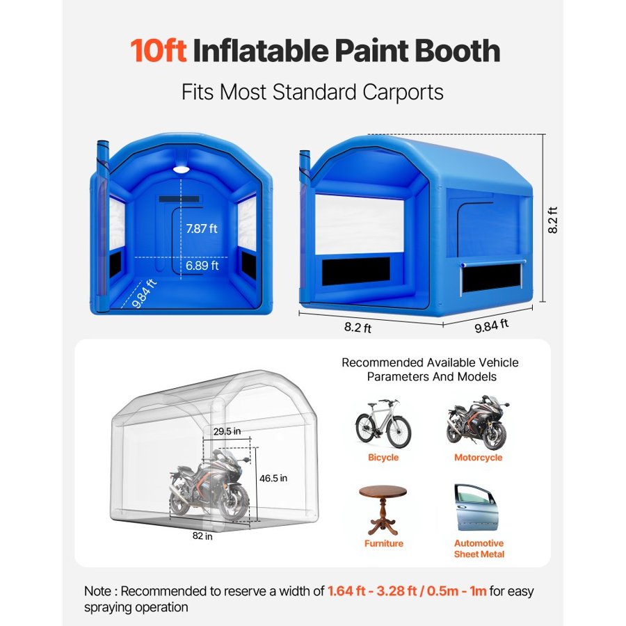 VEVOR Inflatable Paint Tent – 3×2.5×2.5m, 550W Blower