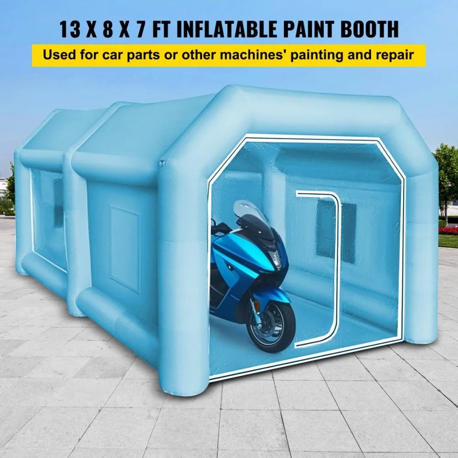 VEVOR Inflatable Tent, 13 x 8 x 7 ft Inflatable Spray Booth Custom Tent, Inflatable Paint Booth Tent Car Paint Booth Workstation 210D Oxford Fabric With 2 Blowers