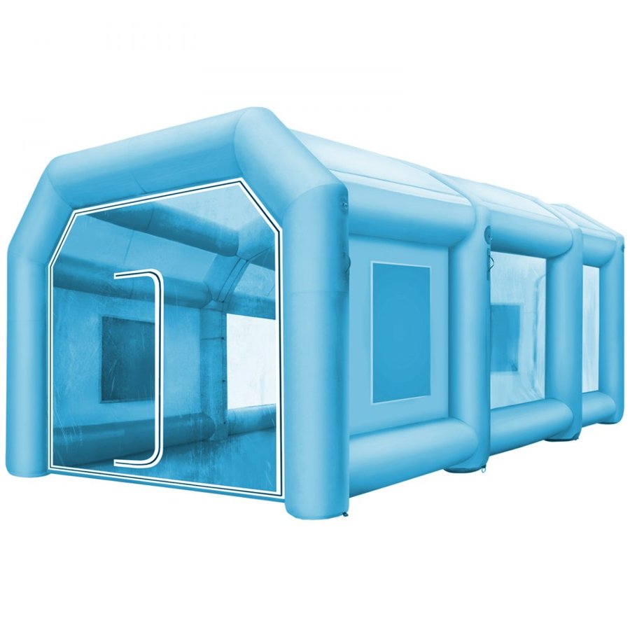 VEVOR Inflatable Tent, 26x15x10Ft Inflatable Spray Booth Tent, Inflatable Paint Booth Tent Car Paint Booth Giant Workstation 210D Oxford Fabric with 2 Blowers