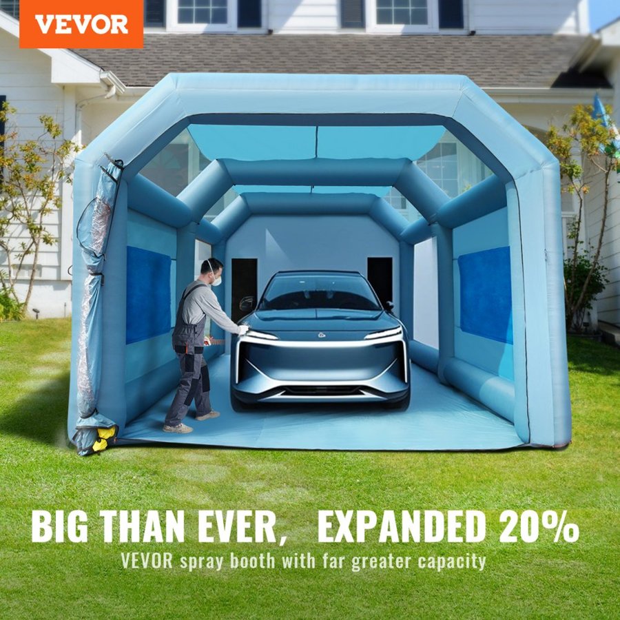 VEVOR Inflatable Spray Booth Car Paint Tent 792 cm x 457 cm x 335 cm Filter System 2 Blowers