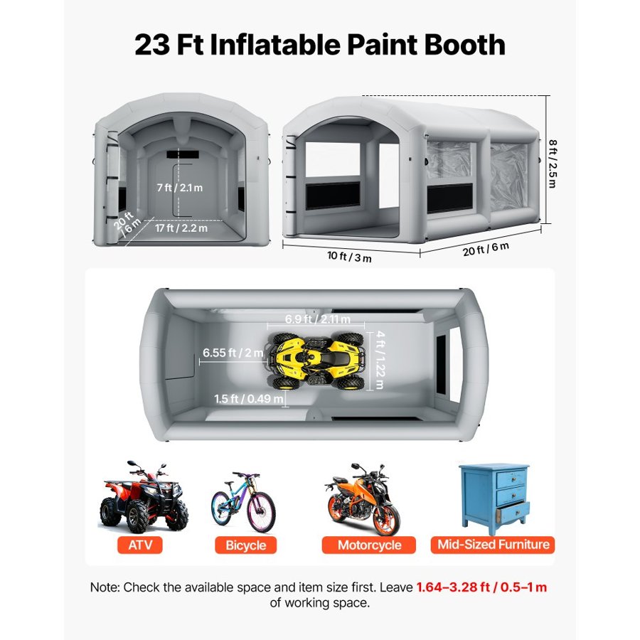 VEVOR Portable Inflatable Paint Booth – 6×3×2.5 m, Dual Fan