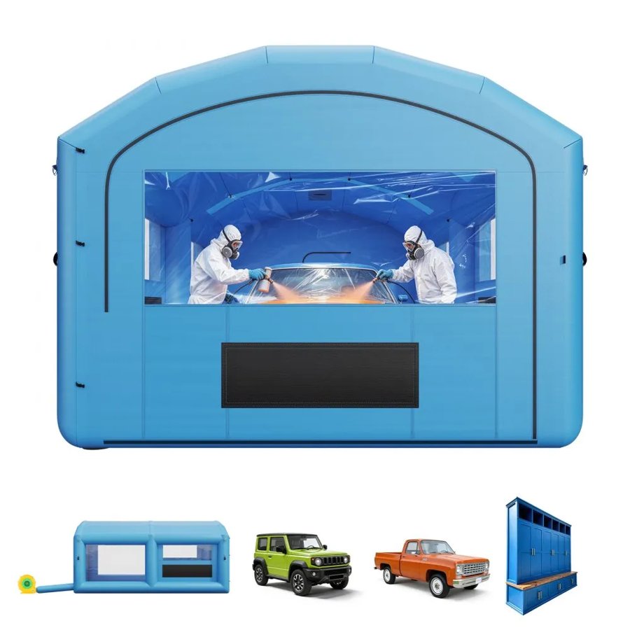 VEVOR Inflatable Paint Booth, 6.4 x 4.1 x 3 m, Portable Spray Booth with 1100W Powerful Blower and Large Filter Cotton, Arched Roof Blow Up Painting Tent for Mid-Size Pickup Truck, Large Furniture