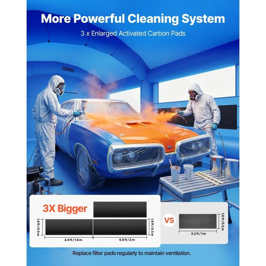 VEVOR Inflatable Paint Booth, 6.4 x 4.1 x 3 m, Portable Spray Booth with 1100W Powerful Blower and Large Filter Cotton, Arched Roof Blow Up Painting Tent for Mid-Size Pickup Truck, Large Furniture