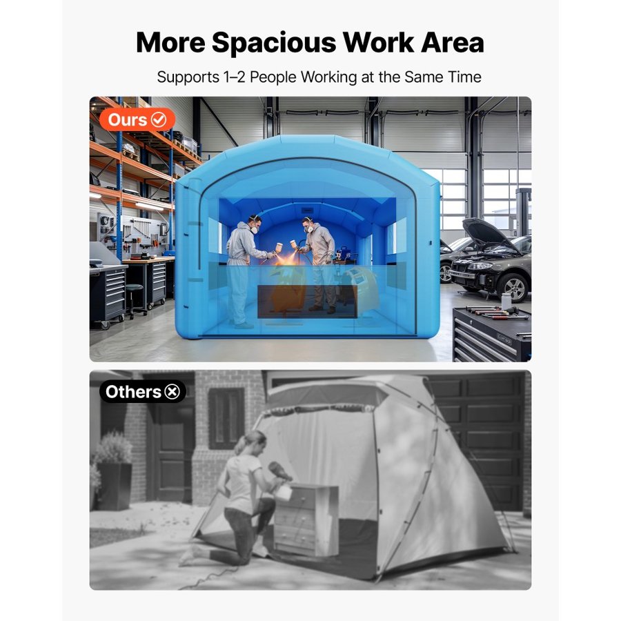 VEVOR Inflatable Paint Booth, 6.4 x 4.1 x 3 m, Portable Spray Booth with 1100W Powerful Blower and Large Filter Cotton, Arched Roof Blow Up Painting Tent for Mid-Size Pickup Truck, Large Furniture