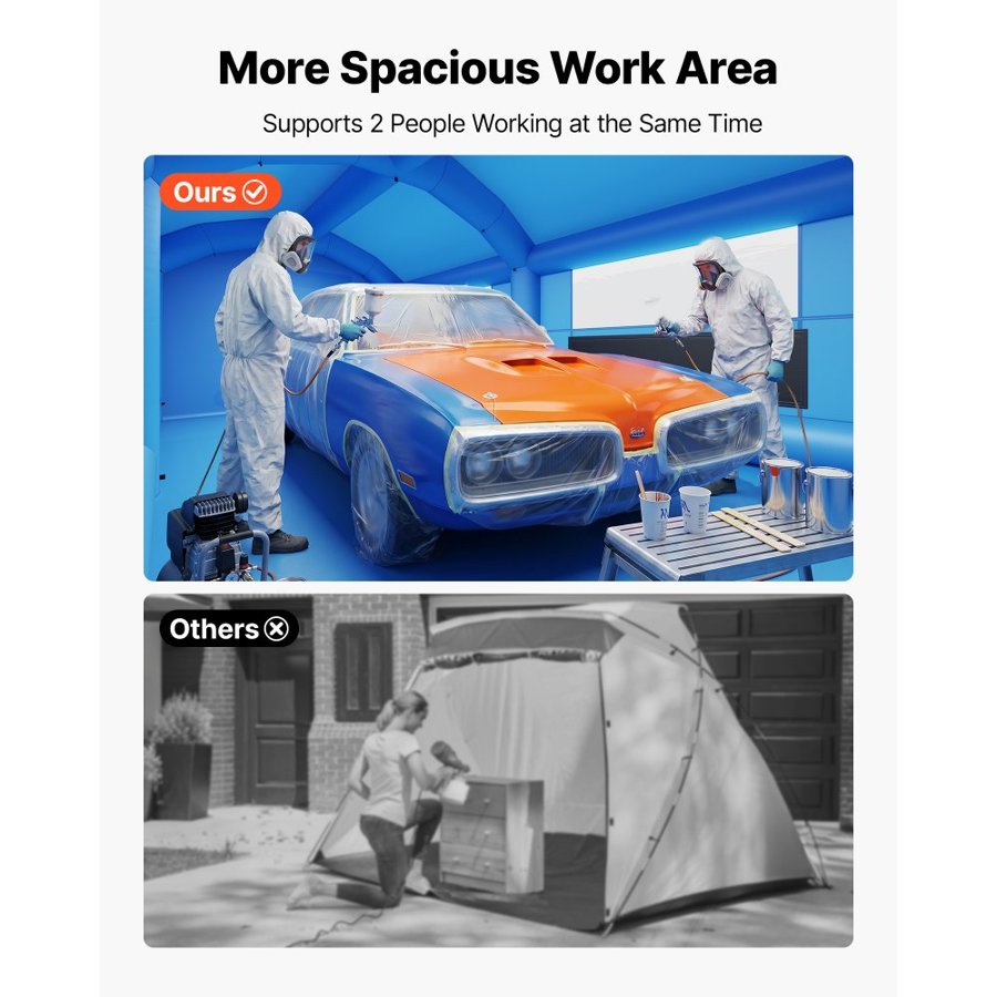 VEVOR Inflatable Paint Booth, 7 x 4 x 2.75 m, Portable Spray Booth with 550W+750W Blowers and Large Filter Cotton, Arched Roof Blow Up Painting Tent for Mid-Size Pickup Truck, Large Furniture, Blue