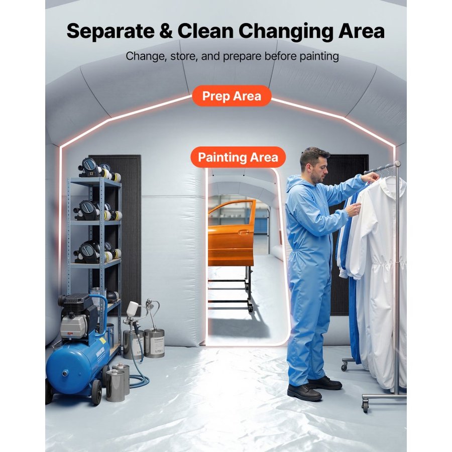VEVOR Inflatable Paint Booth for Trucks – 8x4.5x3m, Gray