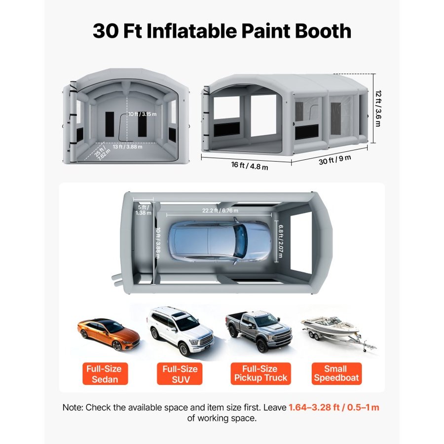 VEVOR Inflatable Spray Booth – 9×4.8×3.6m, Dual Blowers