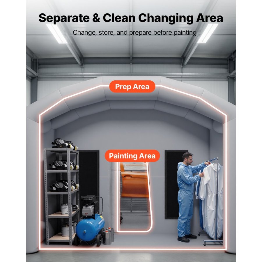 VEVOR Inflatable Spray Booth – 9×4.8×3.6m, Dual Blowers