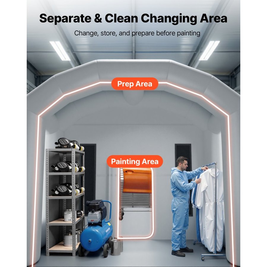 VEVOR Inflatable Paint Spray Booth – 12x5x4 m, Dual Blowers