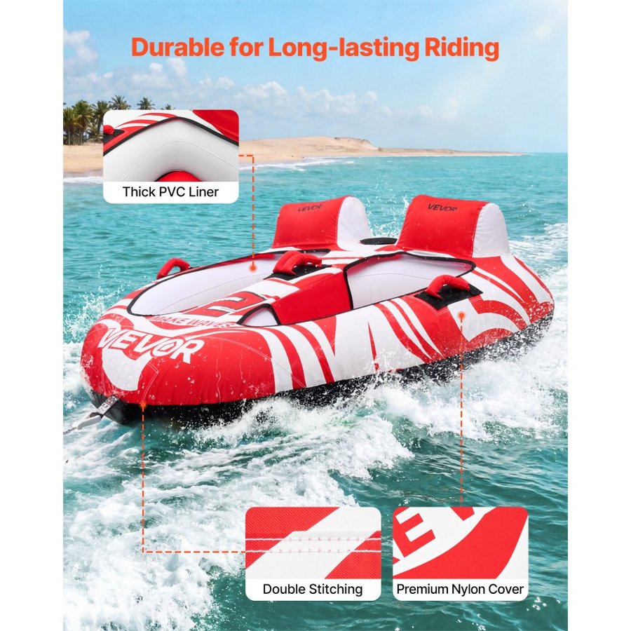VEVOR 2 Person Towable Tube – 340 lbs, 2 Cockpits, Nylon
