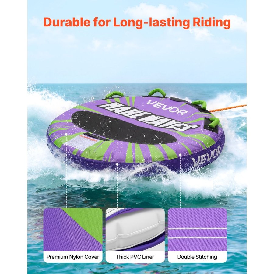 VEVOR Round Towable Tube – 2-Rider, 340 lbs, Anti-Slip Pad