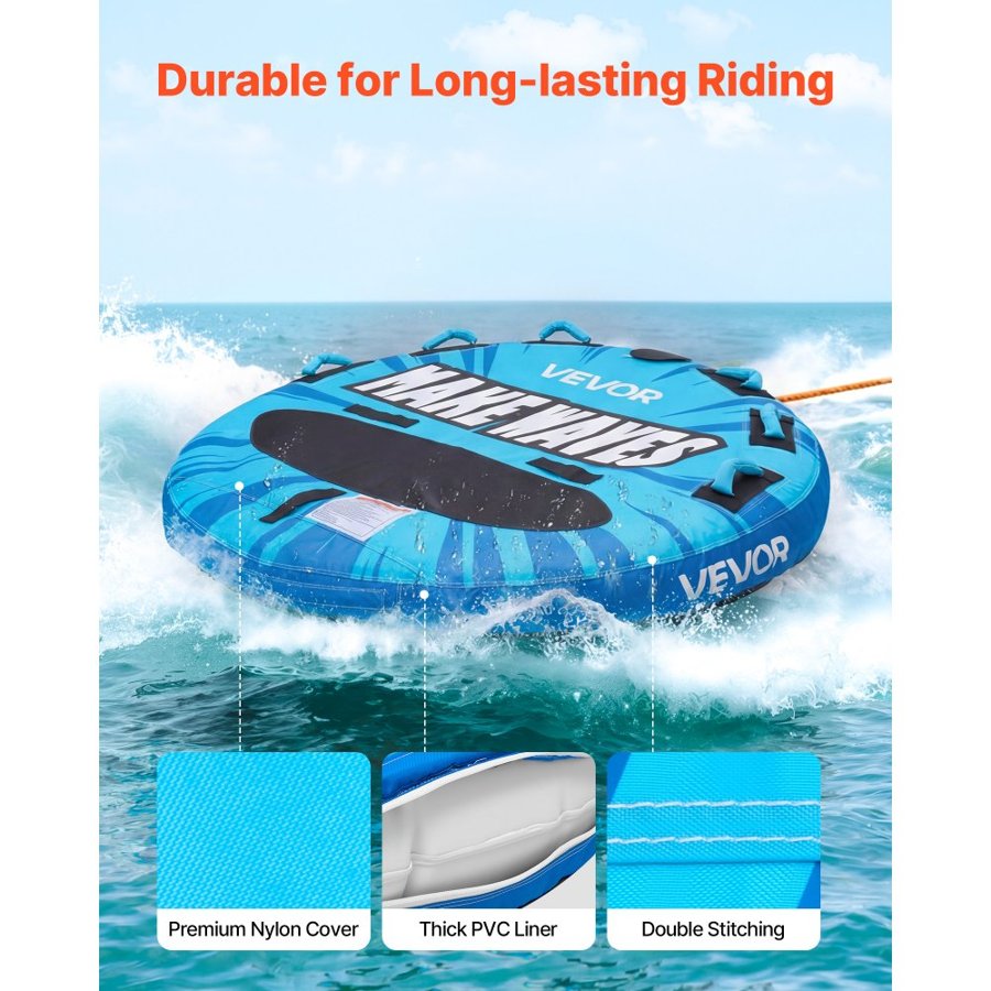 VEVOR Towable Tubing – 3-Rider, 510 lbs, Anti-Slip Pad