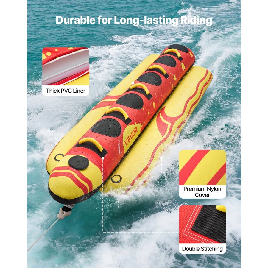 VEVOR Inflatable Towable Tube for Boating – 5 Riders, 850lbs