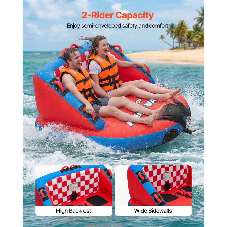 VEVOR Towable Tubes for Boating – 2-Rider, 340 lbs Cap.