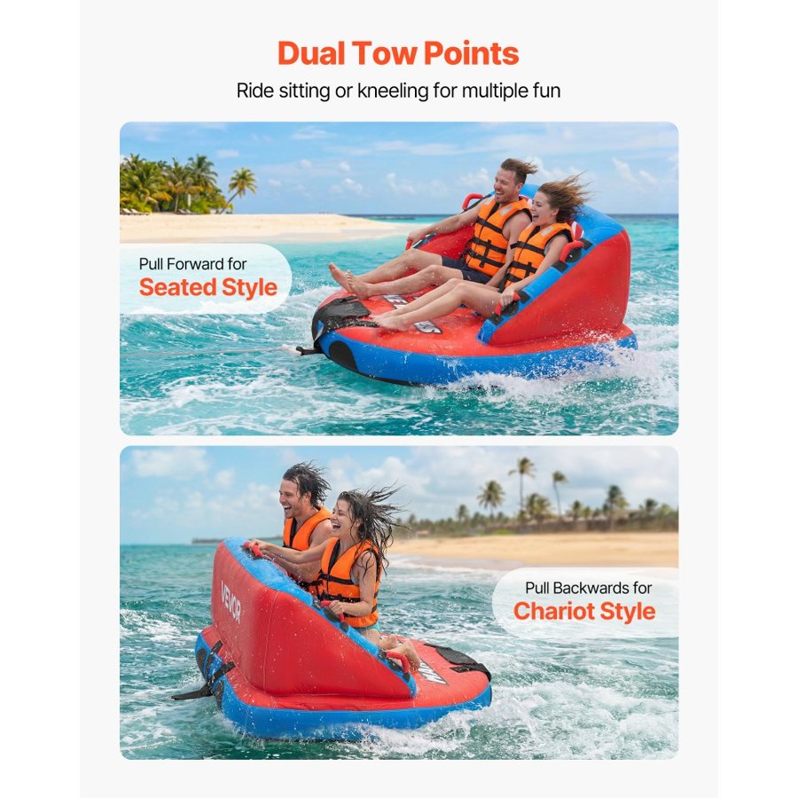 VEVOR Towable Tubes for Boating – 2-Rider, 340 lbs Cap.