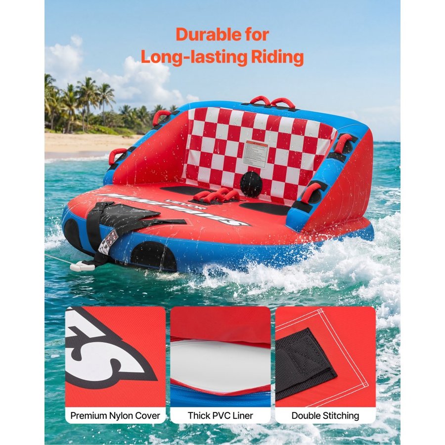 VEVOR Towable Tubes for Boating – 2-Rider, 340 lbs Cap.
