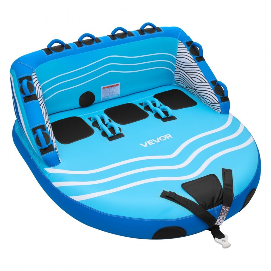VEVOR Inflatable Towable Tube – 3-Rider, 510 lbs, Dual Tow