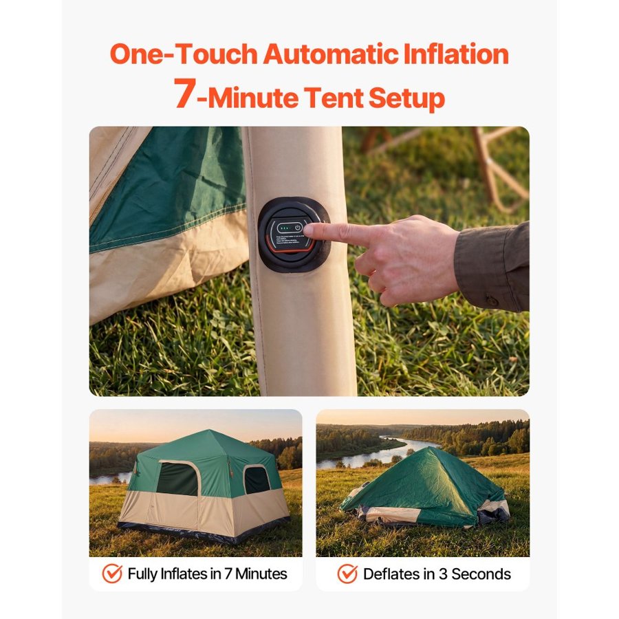 VEVOR 6 Person Cabin Tent – Inflatable, TPU Air Tubes
