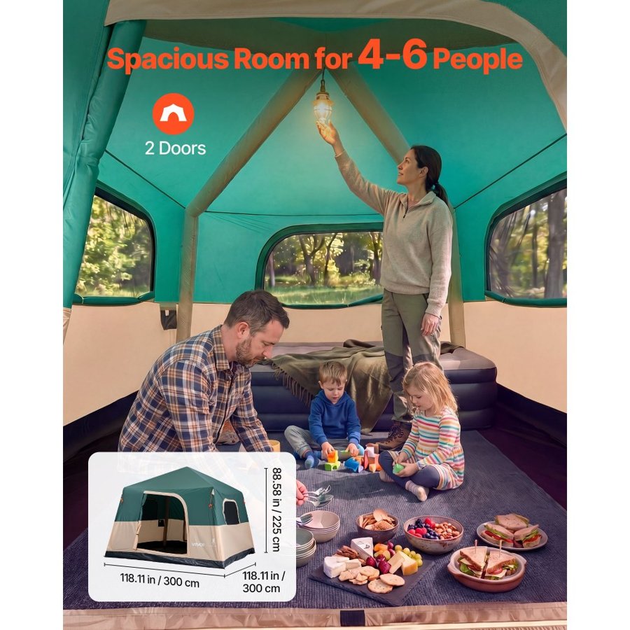 VEVOR 6 Person Cabin Tent – Inflatable, TPU Air Tubes