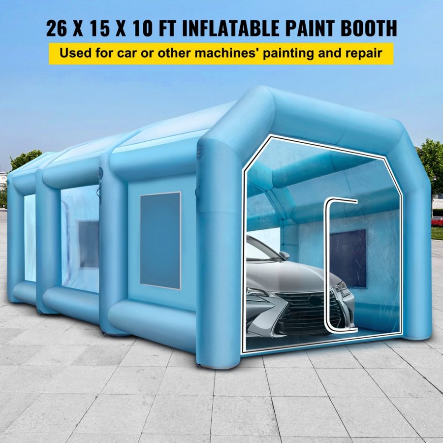 VEVOR Inflatable Tent 792.5 x 457.2 x 304.8 cm Inflatable Spray Booth Tent Inflatable Paint Booth Tent Car Paint Booth Giant Workstation 210D Oxford Fabric with 2 Blowers