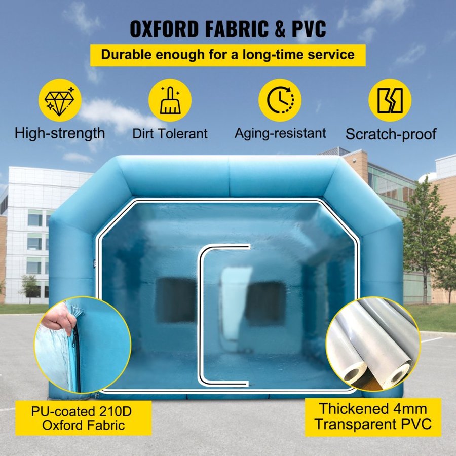 VEVOR Inflatable Tent 792.5 x 457.2 x 304.8 cm Inflatable Spray Booth Tent Inflatable Paint Booth Tent Car Paint Booth Giant Workstation 210D Oxford Fabric with 2 Blowers