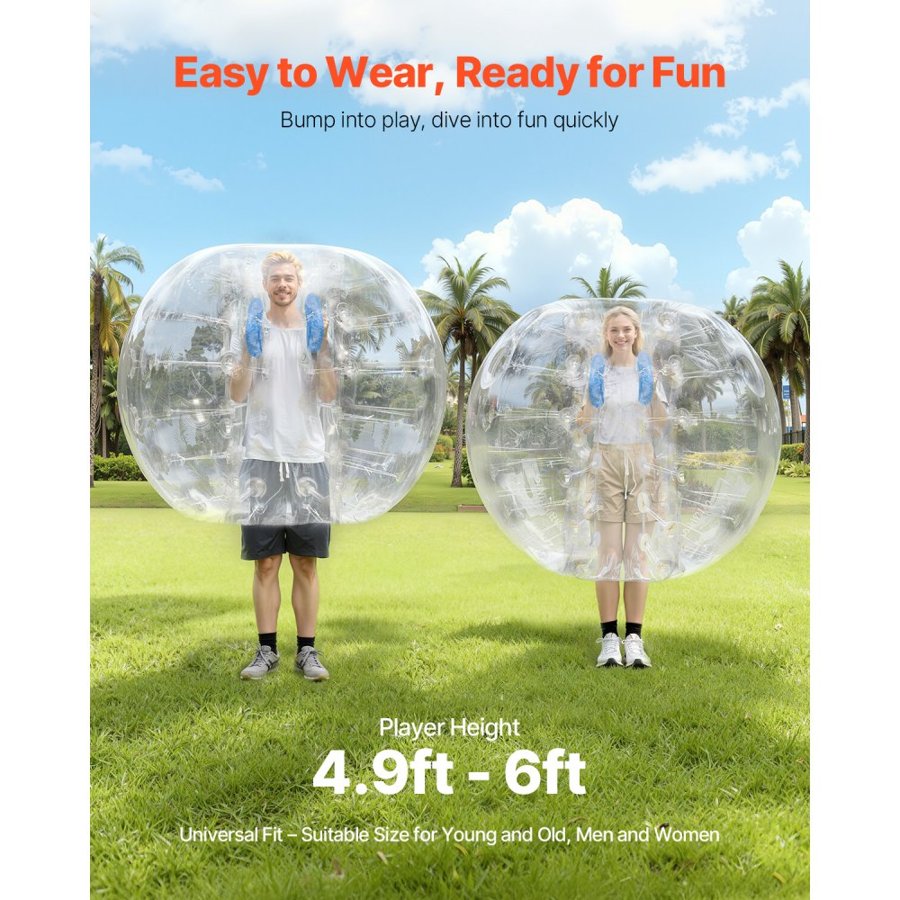 VEVOR Inflatable Bumper Ball 1-Pack, 5FT/1.5M Body Sumo Zorb Balls for Teen & Adult, 0.8mm Thick PVC Human Hamster Bubble Balls for Outdoor Team Gaming Play, Bumper Bopper Toys for Garden, Yard, Park