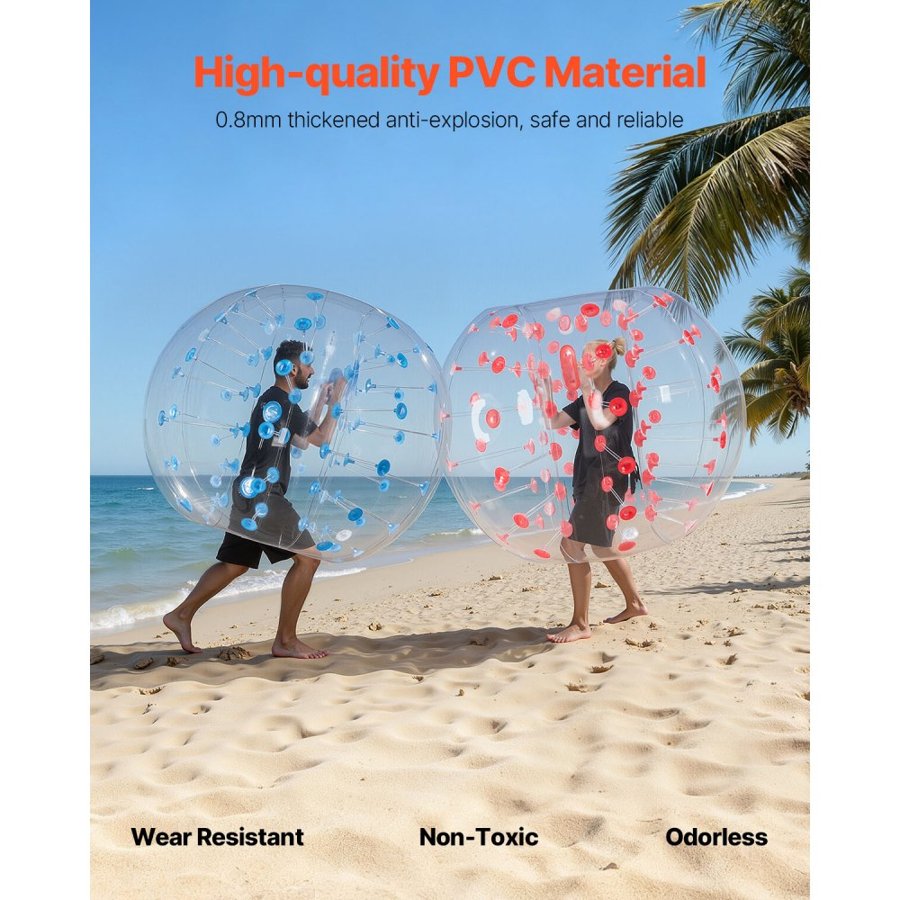 VEVOR Inflatable Bumper Balls 2-Pack, 5FT/1.5M Body Sumo Zorb Balls for Teen & Adult, 0.8mm Thick PVC Human Hamster Bubble Balls for Outdoor Team Gaming Play, Bumper Bopper Toys for Garden, Yard, Park