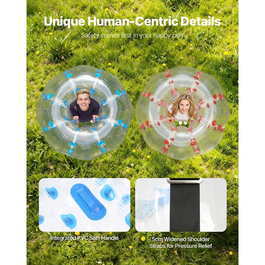VEVOR Inflatable Bumper Balls 2-Pack, 5FT/1.5M Body Sumo Zorb Balls for Teen & Adult, 0.8mm Thick PVC Human Hamster Bubble Balls for Outdoor Team Gaming Play, Bumper Bopper Toys for Garden, Yard, Park